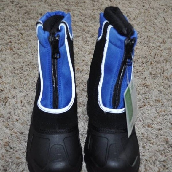 Boys Winter Snow Boots Kids 1 Itasca Black Blue Waterproof Zip Removeable Liner - Picture 5 of 5